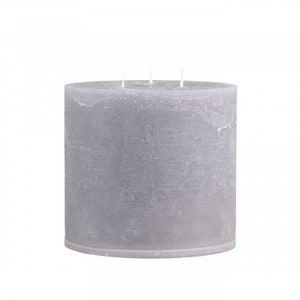 Pillar candle, candle, rustic candle, 15 cm high, 15 cm diameter, 3 wicks, gray, light gray