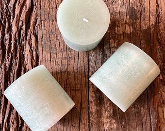 Pillar candle, candle, rustic candle, 7 cm high, light green