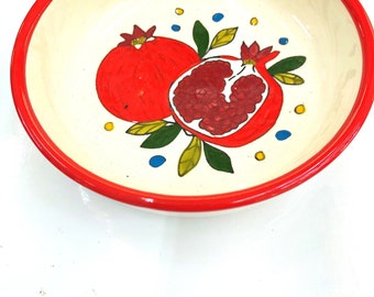 Rosh Hashanah Pomegranate Ceramic Armenian Handmade Plate Jerusalem