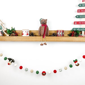 Christmas Garland - Felt Ball Bunting - Festive Pom Pom Banner - Xmas Decoration - Reindeer Christmas Pudding Mantle Shelf Decor