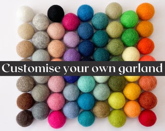 Custom Pom Pom Garland, Design Your Own Felt Ball Garland, Nursery Decor, Customised Shelf Decor, Baby Shower Gift, Nursery Garland, Bunting