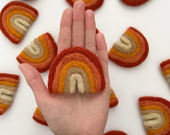 Felted Boho Rainbow, Orange and Terracotta Rainbow, Rainbow Nursery Decor, Felt Rainbow Shapes, Photography Props, Felt Craft Supplies