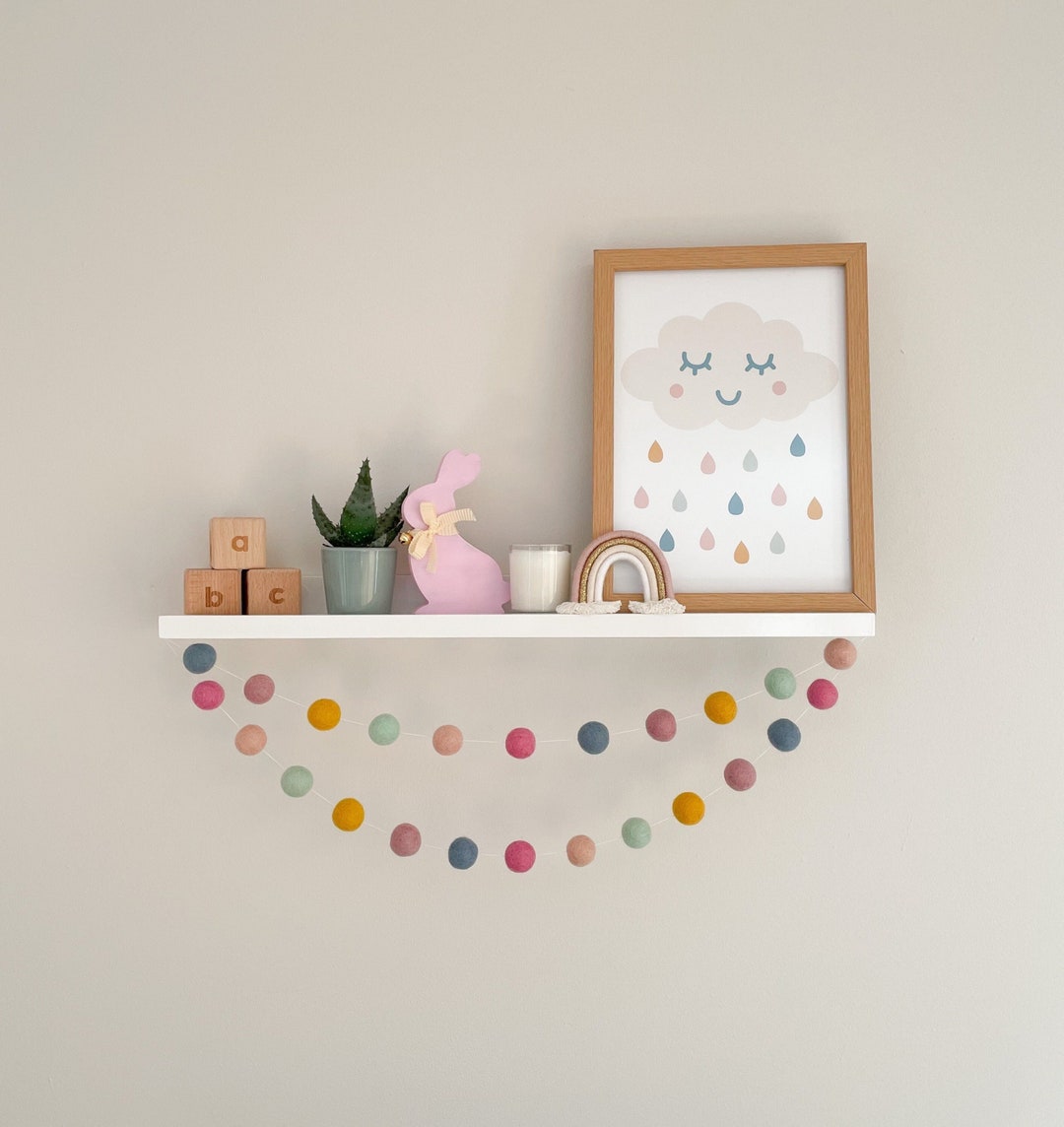 Muted Rainbow Felt Ball Garland - Pom Pom Garland - Nursery Decor ...