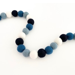 Navy Blue Felt Ball Garland - Pom Pom Garland - Nursery Decor - Baby Shower Gift - Party Decoration - Playroom - Kids Room - Shelf Decor