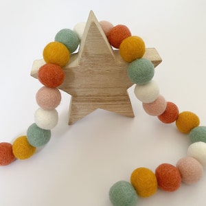 Farmhouse Decor Felt Ball Garland - Pom Pom Garland - Nursery Decor - Baby Gift - Party Decoration - Playroom - Kids Room - Shelf Decor