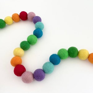 Rainbow Felt Ball Garland - Pom Pom Garland - Nursery Decor - Baby Shower Gift - Party Decoration - Playroom - Childrens Room - Shelf Decor