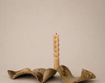 Stengods Ceramic Wave Candle Holder or vase – Textured, Organic Design , ljusstake eller vas