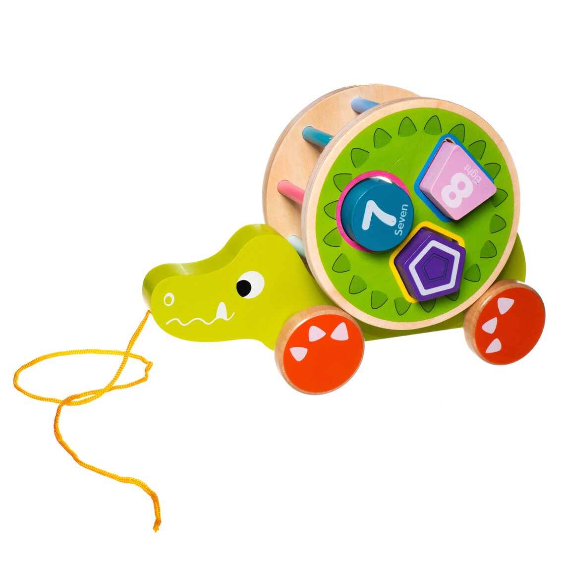 ELIITI Wooden Pull Along Crocodile Toy Push Toys with Shapes Etsy