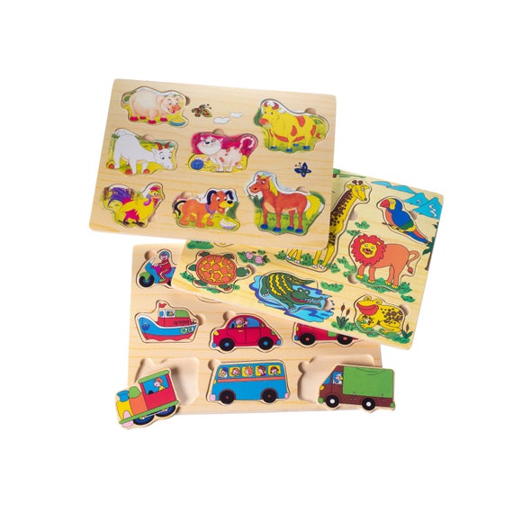 ELIITI Wooden Peg Puzzles SET for Toddlers 2 to 4 Years Old Etsy