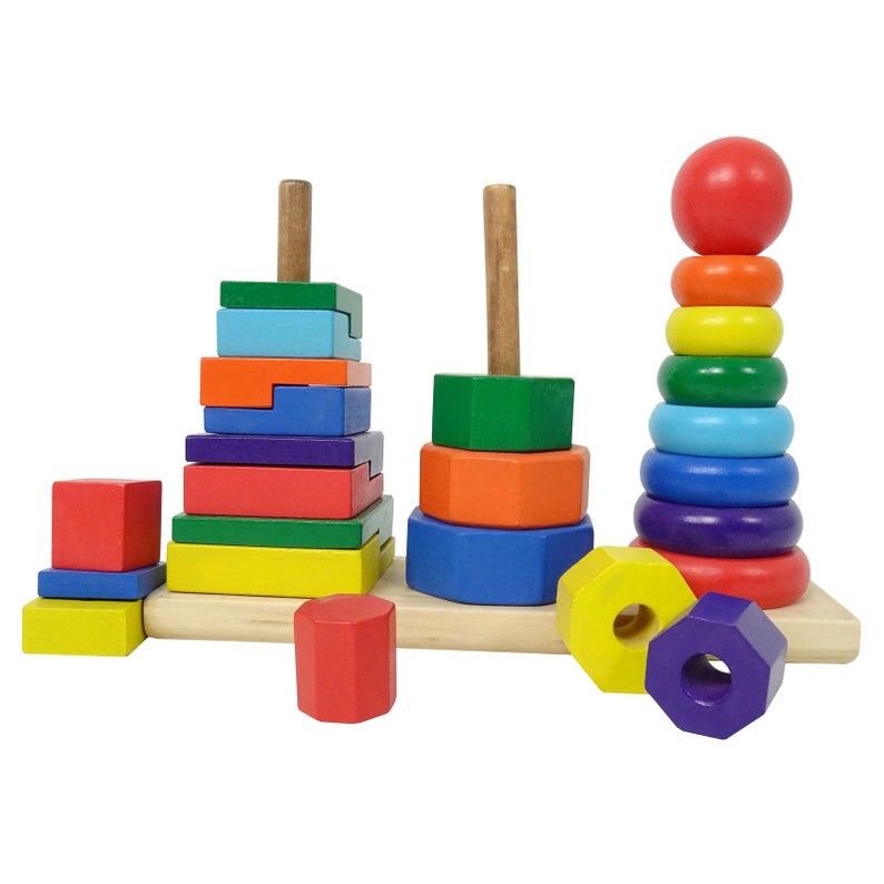 ELIITI Wooden Stacking Toy Preschool Sorter Puzzles Etsy