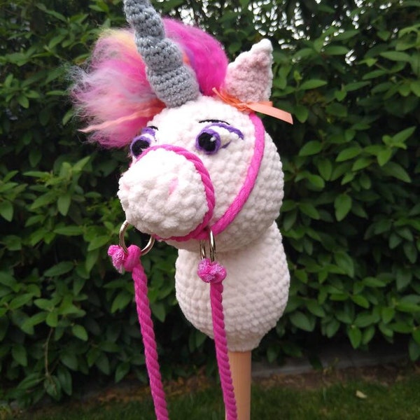 Stick Horse Unicorn Rainbow Hobby Horse 3.5'