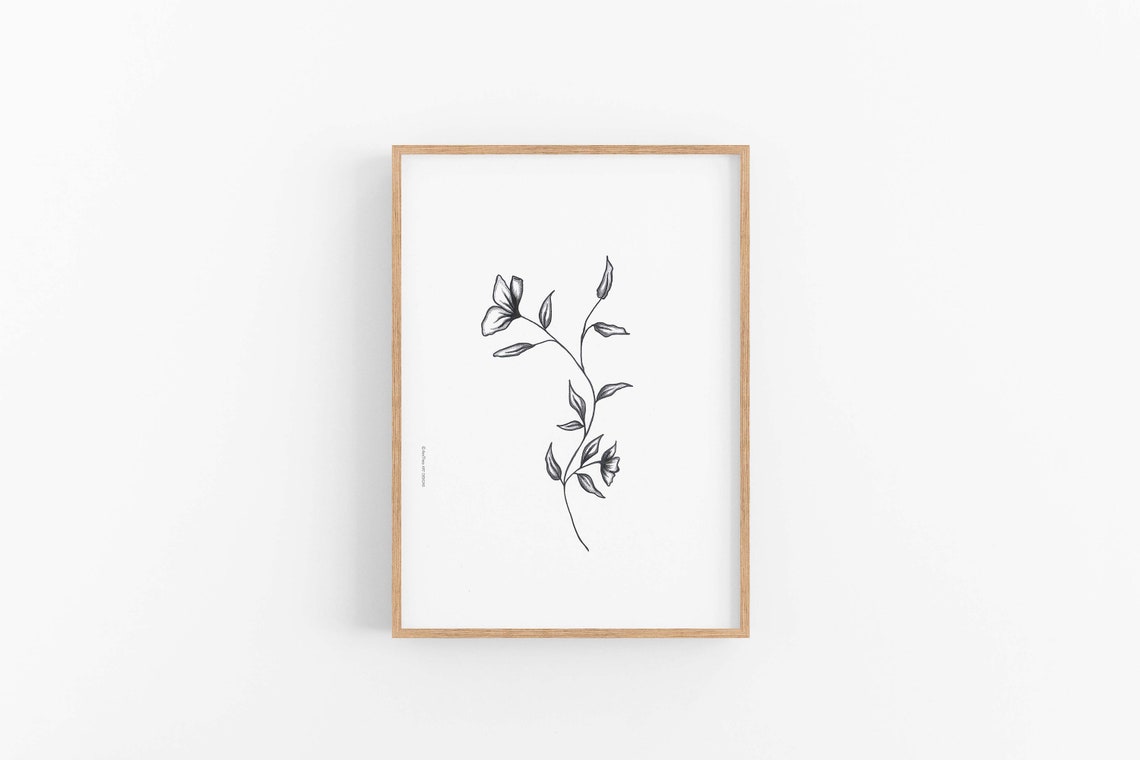 Black & White Print Monochrome Flowers Minimalist Monochrome - Etsy