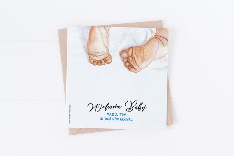 New baby greeting card, Welcome little one, Jewish Greeting Card, Mazel Tov,baby shower, Brit Milah, bris image 1