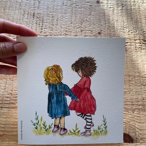 Best friends card, besties, two girls, just because card, thinking of you card, image 3