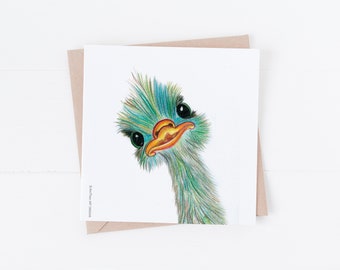 Cute card, funny card, ostrich, greeting card, just because card