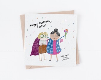 Happy Birthday Bestie, best friends card, happy birthday card