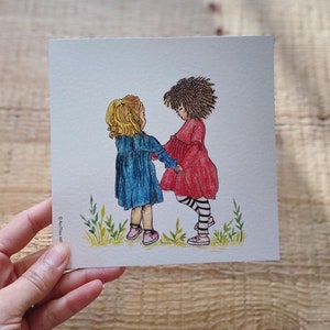 Best friends card, besties, two girls, just because card, thinking of you card, image 4