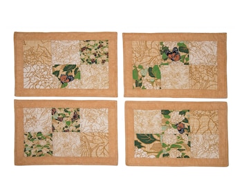 Gold Hydrangea and Butterfly Placemats - set of 4