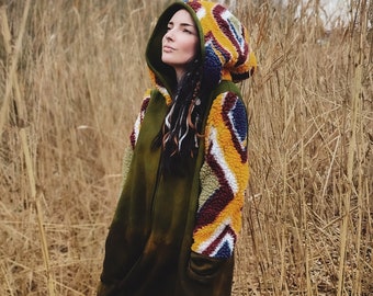 Batik coat | Oversize coat | Winter coat | Wool coat | Hand dyed | Hippie winter coat | Festival Jacket | Ethnic coat