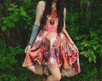 Samt Vokuhila Kleid | Elfen Tunika | Sommer Kleid | Festivalkleidung | Feen Tunika | Hippiekleid | Florales Kleid | Blumen Kleid