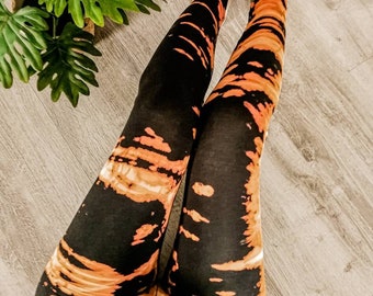 Batik Leggings | Tie Dye Leggings | Festival Kleidung Damen | Goa Leggins | Yoga Kleidung | Gestreifte Leggings Damen | Boho Hose | Größe S