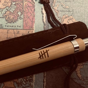 Viking 5 year Tally Anniversary Pen 5th Wood Gift Personalised Eco Home Gift Present with Sleeve Wedding Couples