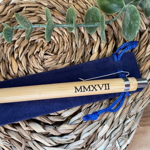 Roman Numerals 5 year Anniversary Gift Pen 5th Wood Gift Personalised Eco Home Gift Present with Sleeve Wedding Couples Numerals
