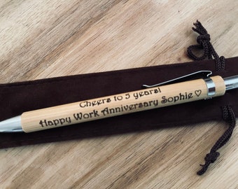 Cheers to 5 years! Work Anniversary Workiversary Gift 5th Wood Gift 5 years milestone Personalised Eco Gift Present with Sleeve