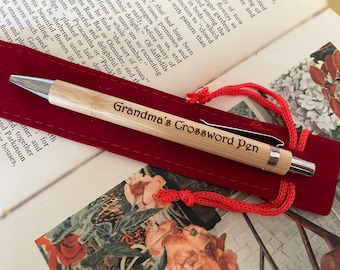 Grandma Crossword Pen Gift Personalised Eco Wood Gift Present with Sleeve Grandmother Nanna Granny Nana