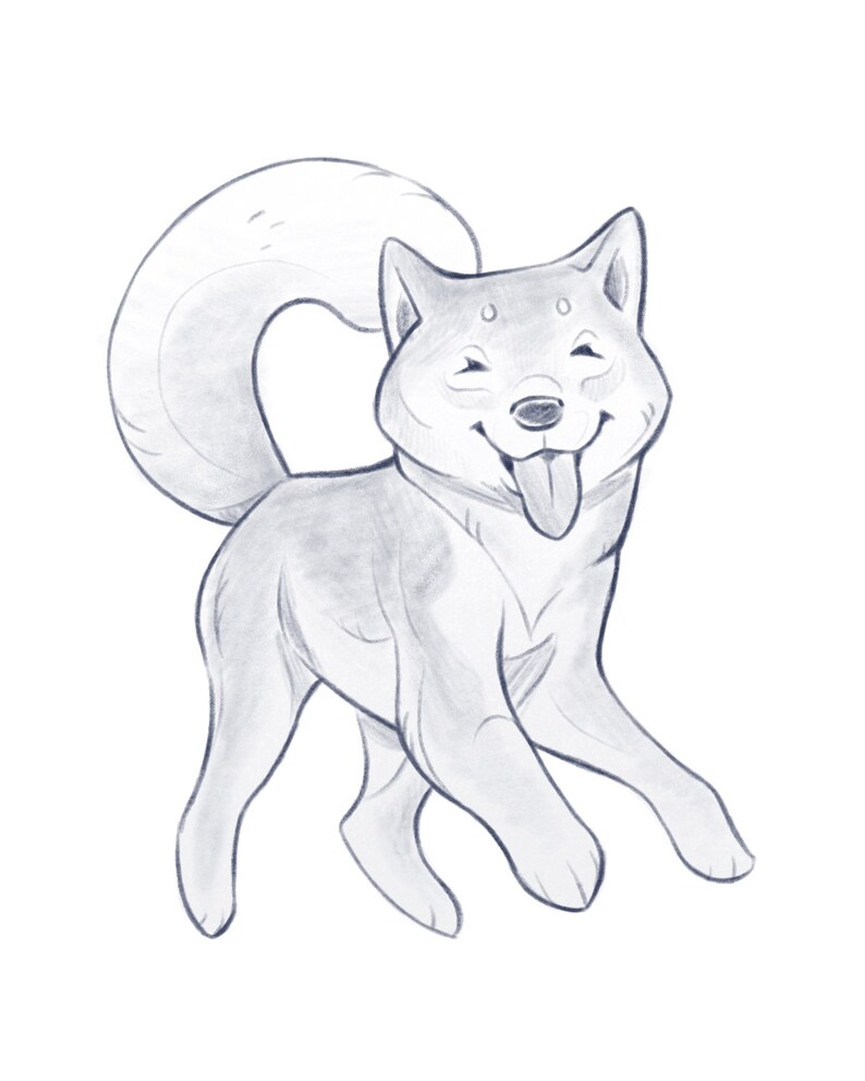Monochrome Full Body Custom Pet Portrait