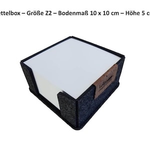 Zettelboxen FILZ Modell Z Notizzettel Notizklotz Notizwürfel Aufbewahrung Ordnung Büro Schreibtisch Tisch Made in GERMANY Größe Z2