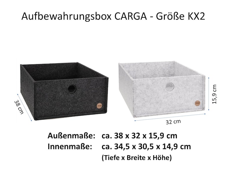 Aufbewahrungsboxen CARGA aus FILZ passend für Ikea Regale Kallax Expedit Büro Schrank Schreibtisch Ordnungsbox Filzkorb 4 Größen 4 Farben Größe KX2