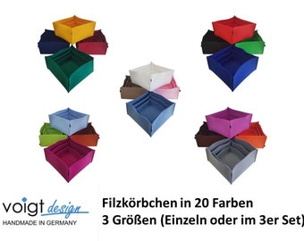 FILZKÖRBCHEN „Groß“ Filz Korb Körbchen Deko Aufbewahrung (20 Farben 3 Größen) - einzeln oder im Set - MADE in GERMANY