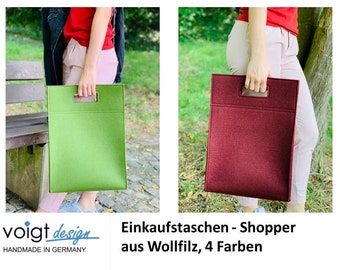 Shopping bag WOOL FELT "Lulu Natur" handbag shopper stars (4 colors) - MADE in GERMANY