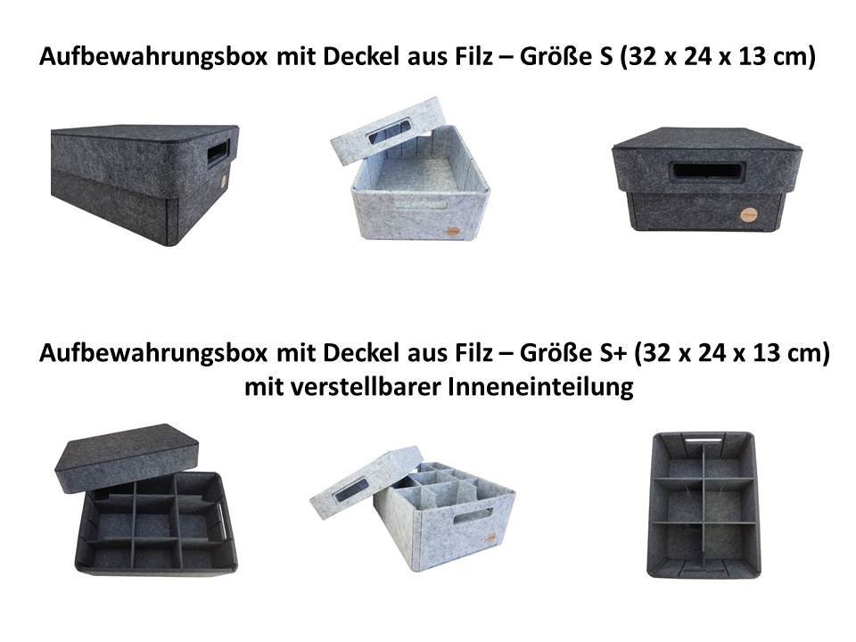 voigt24shop - Filz Aufbewahrungsbox CLASSIC - 4 Farben - Regalkorb Filzbox  Korb Box Allzweckbox mit Deckel - 5 Größen