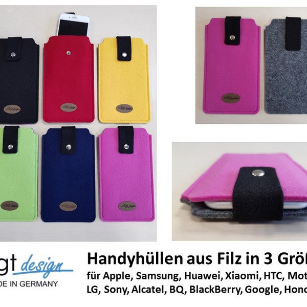 Handyhülle FILZ 3 Größen Handytasche Smartphone Apple iphone Samsung Huawei Sony LG Xiaomi HTC Motorola Alcatel BlackBerry Google Honor Asus