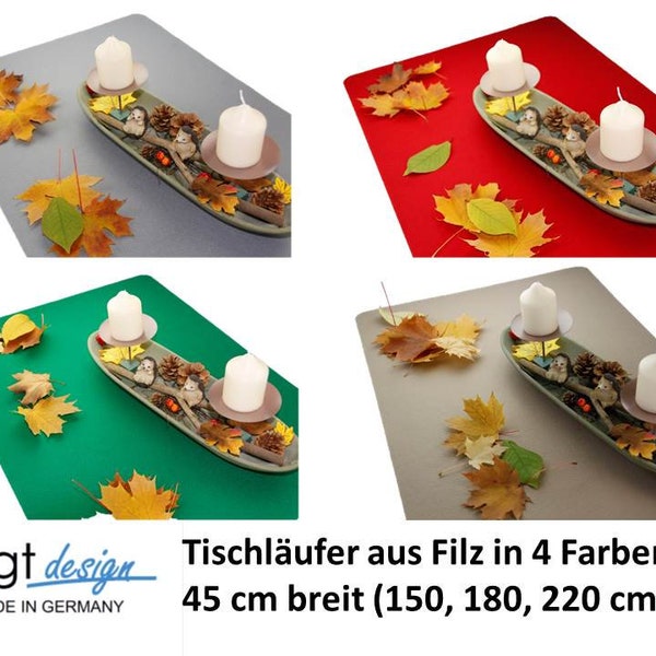 TISCHLÄUFER 45 cm breit FILZ Tischband Tischdekoration Tischschmuck 4 Farben 3 Längen