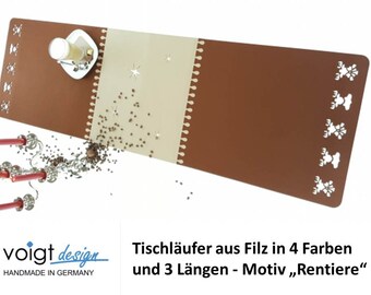 TISCHLÄUFER 45 cm Filz RENTIERE Weihnachten Tischband Deko 4 Farben 3 Längen - Made in GERMANY