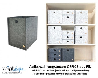 Aufbewahrungsboxen OFFICE aus FILZ - ohne Deckel - Ordnungsbox Bürokiste Filzkorb Regalbox Schrankbox Schreibtischablage - 4 Größen 2 Farben