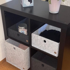 Aufbewahrungsboxen CARGA aus FILZ passend für Ikea Regale Kallax Expedit Büro Schrank Schreibtisch Ordnungsbox Filzkorb 4 Größen 4 Farben Bild 9