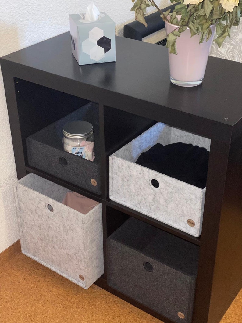 Aufbewahrungsboxen CARGA aus FILZ passend für Ikea Regale Kallax Expedit Büro Schrank Schreibtisch Ordnungsbox Filzkorb 4 Größen 4 Farben Bild 9