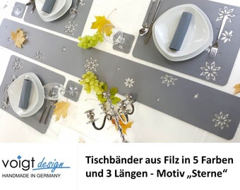 TISCHBAND 18,5 cm Filz STERNE Weihnachten Tischläufer Deko 5 Farben 3 Längen - Made in GERMANY