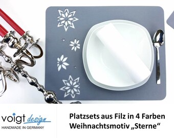 PLATZSET 4 Stück 45 x 35 cm Filz STERNE Weihnachten Tischsets Deko 5 Farben - Made in GERMANY