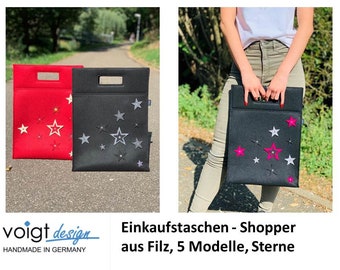 FELT BAG "Lulu Stars + Diamonds" shopping bag handbag shopper stars (5 colors) - MADE in GERMANY