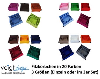 FILZKÖRBCHEN „Klein“ Filz Korb Körbchen Deko Aufbewahrung (20 Farben 3 Größen) - einzeln oder im Set - MADE in GERMANY