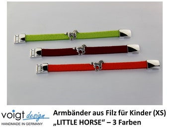 Felt Bracelet - LITTLE HORSE - Magnetic Clasp Platinum Horse Silver Gift Child XS - Made in Germany