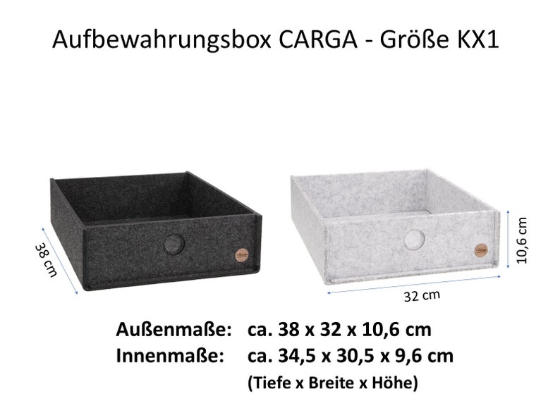 Aufbewahrungsboxen CARGA aus FILZ passend für Ikea Regale Kallax Expedit Büro Schrank Schreibtisch Ordnungsbox Filzkorb 4 Größen 4 Farben Größe KX1