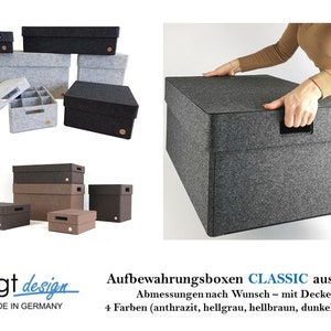 Aufbewahrungsbox CLASSIC Höhe ab 31 cm aus FILZ mit Deckel Abmessungen nach Wunsch Filzkorb Filzkiste Ordnungsbox Oeko-Tex Bild 1