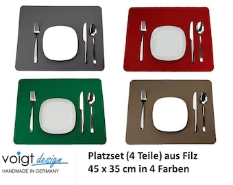 PLATZSET (4 Stück) 45 x 35 cm FILZ Tischset Tischdeko (4 Farben) - Made in GERMANY