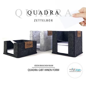 Zettelbox QUADRA aus gesteiftem Filz - 2 Größen - 2 Farben - Notizzettel Notizklotz Notizwürfel Aufbewahrung Ordnung Büro Schreibtisch Tisch